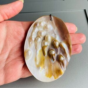 Stunning Blister Pearls Mother Of Pearl Shell Pendant Large 3” x 2.2”